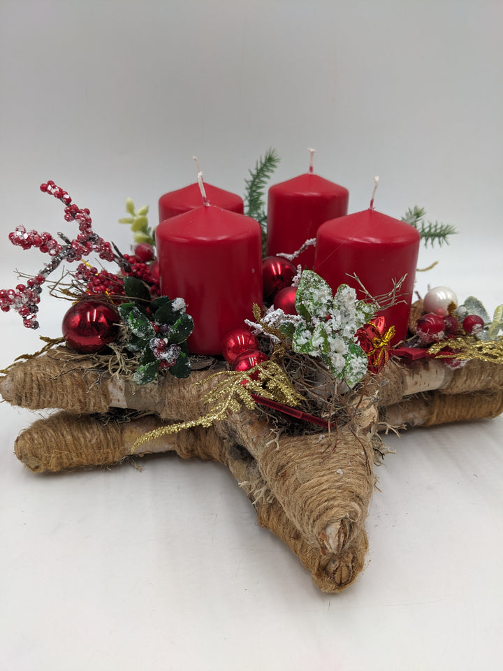 Adventsgesteck Kugel Geschenk Eukalypthus rot