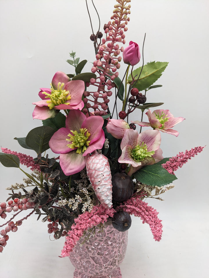 Wintergesteck Feige Christrose Heide rosa