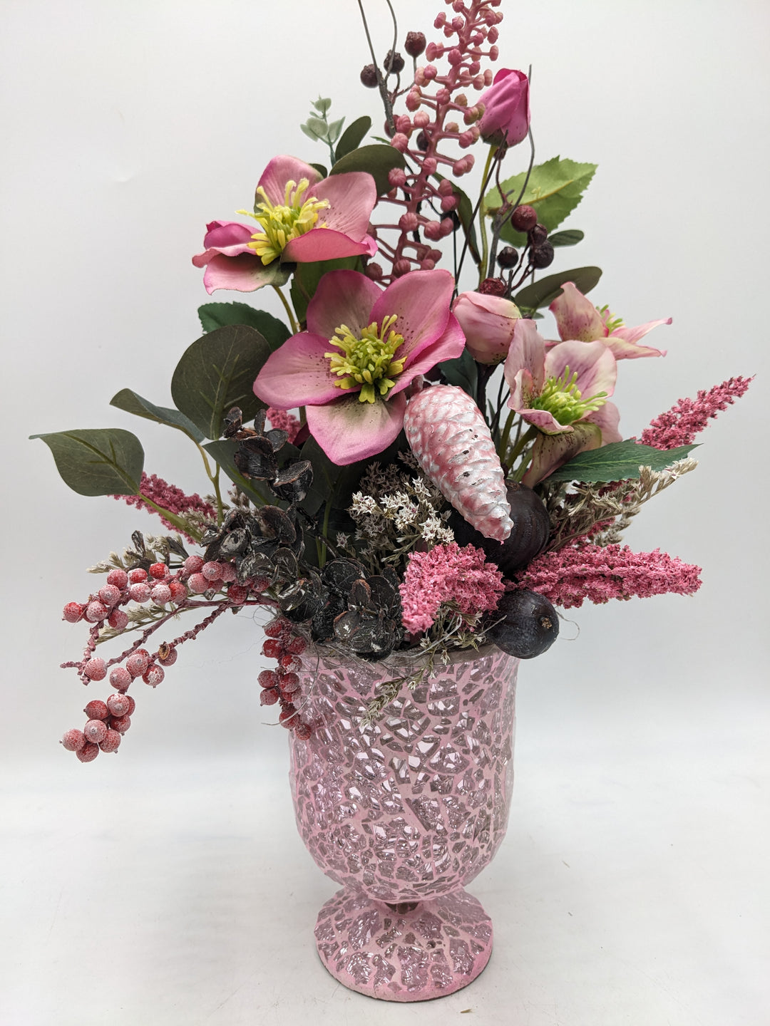 Wintergesteck Feige Christrose Heide rosa