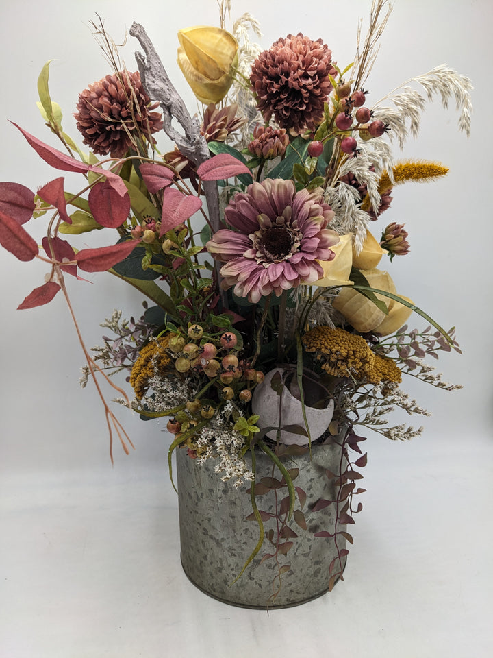 Herbstgesteck Chrysantheme Gerbera lila