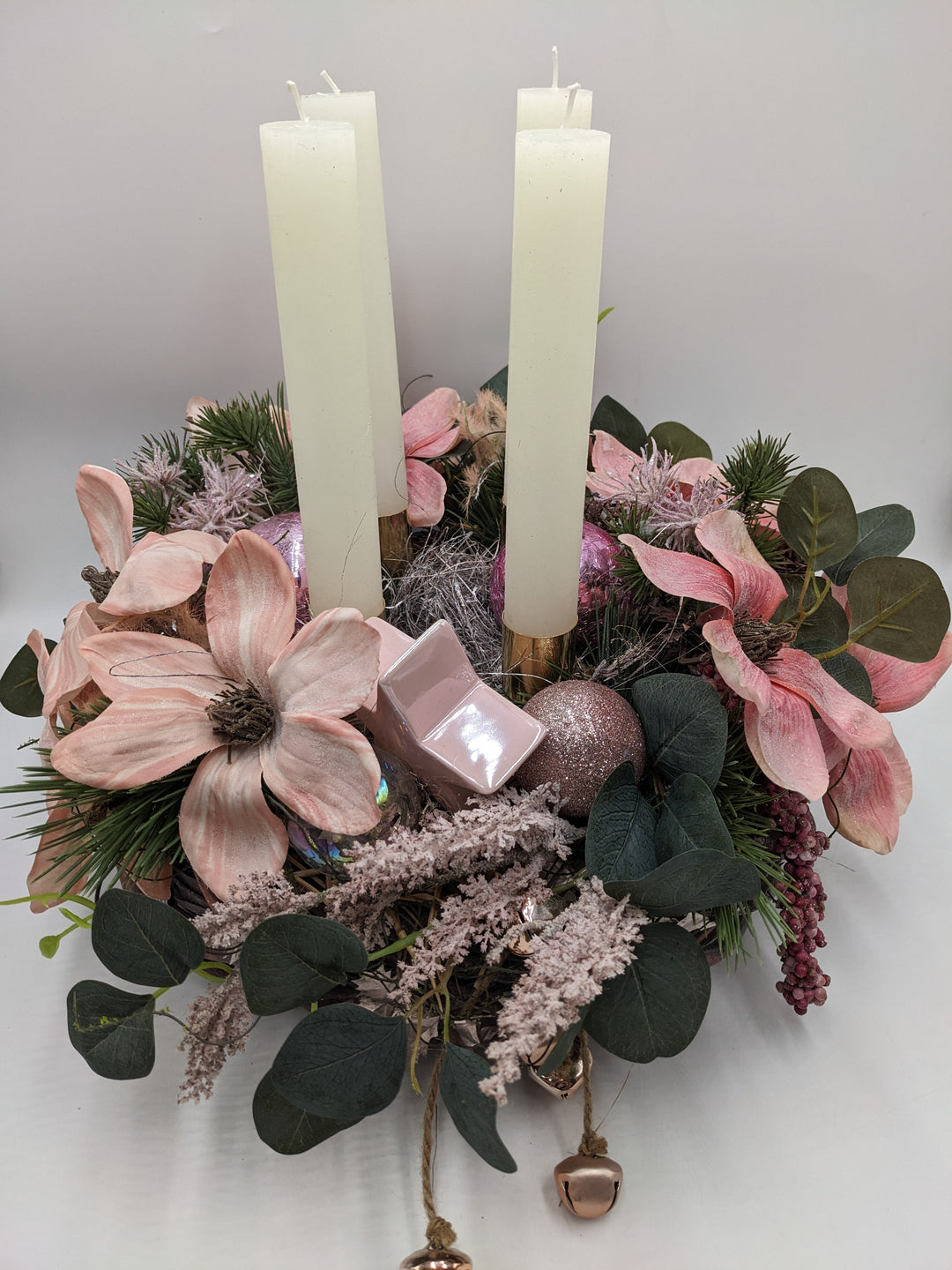Adventskranz Kugel Stern Magnolie rosa