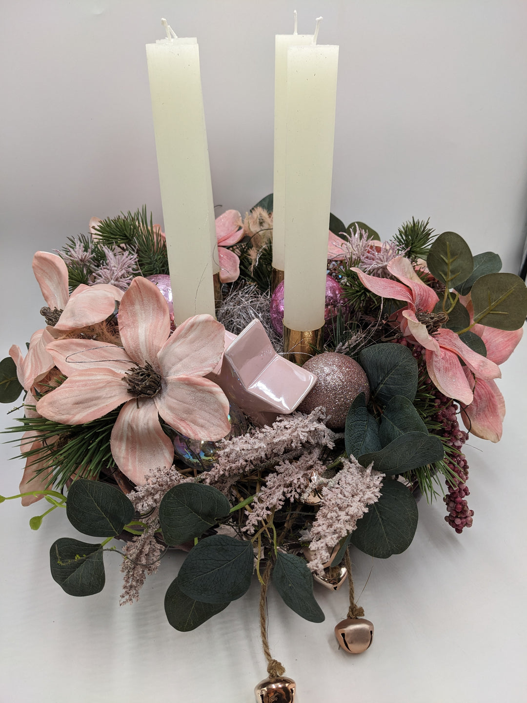 Adventskranz Kugel Stern Magnolie rosa