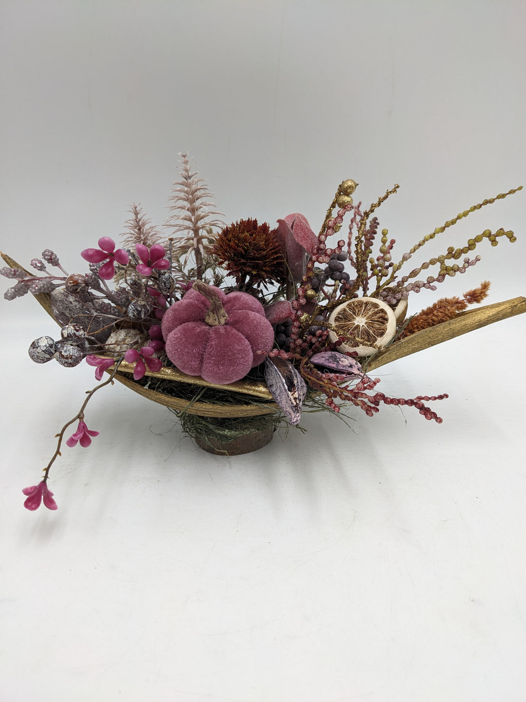 Herbstgesteck Blüte Beiwerk lila