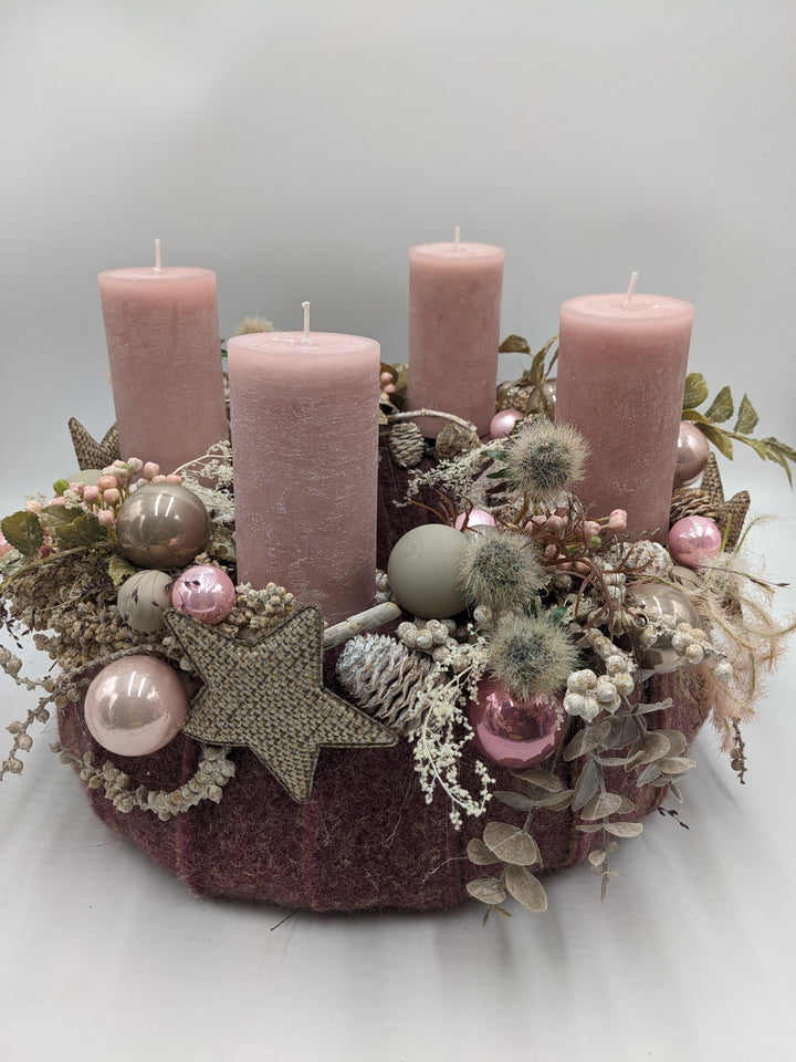 Adventskranz Kugel Stern Eukalypthus rosa