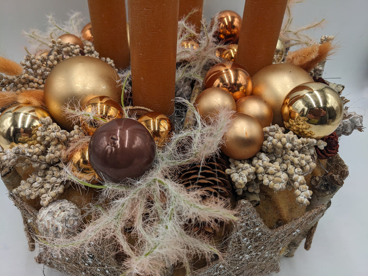 Adventskranz Kugel Stern Zapfen orange