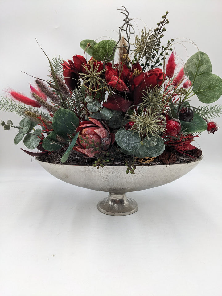 Wintergesteck Amaryllis Protea Eukalypthus rot