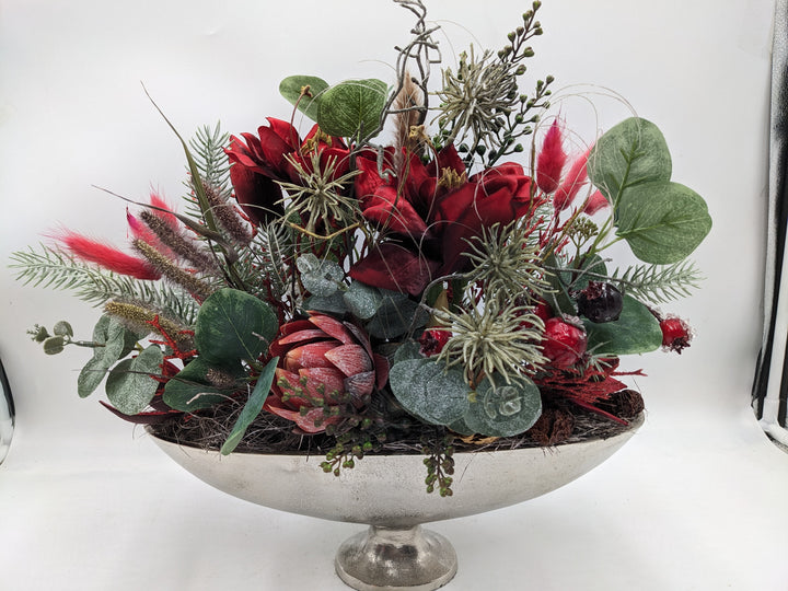 Wintergesteck Amaryllis Protea Eukalypthus rot