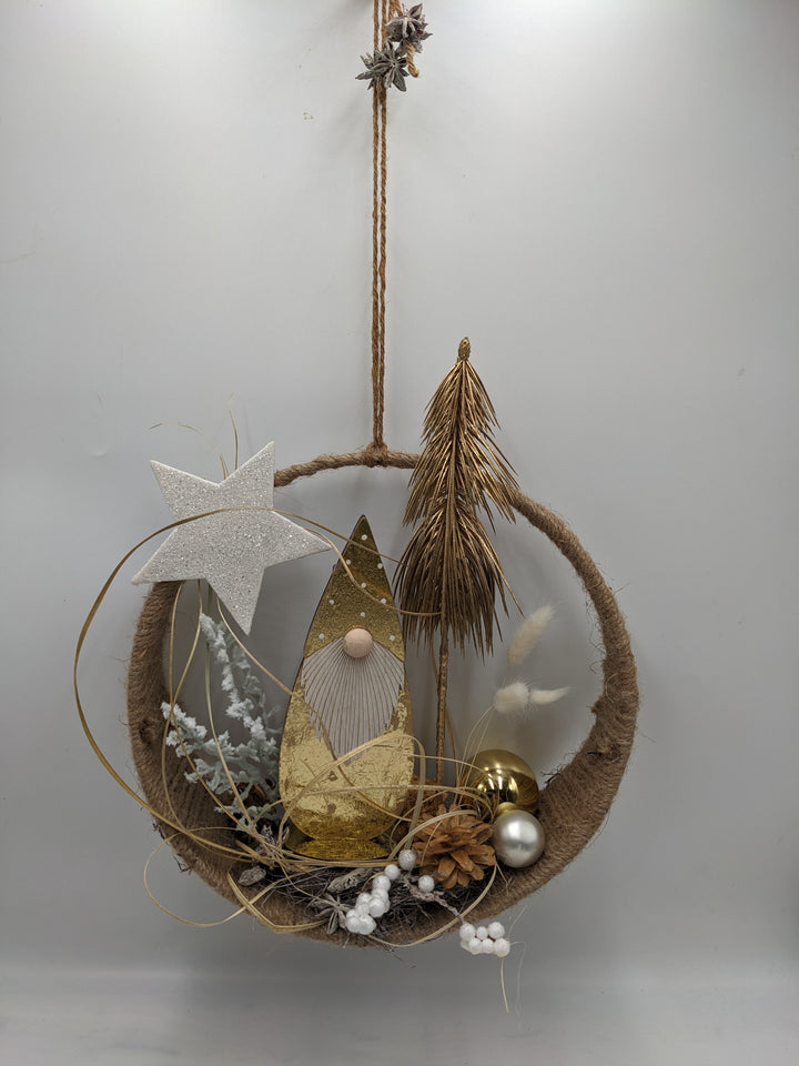 Fensterhänger Kugel Stern Weihnachtsmann gold