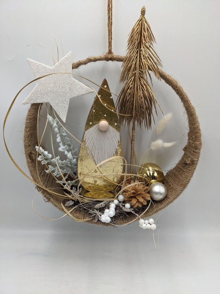 Fensterhänger Kugel Stern Weihnachtsmann gold