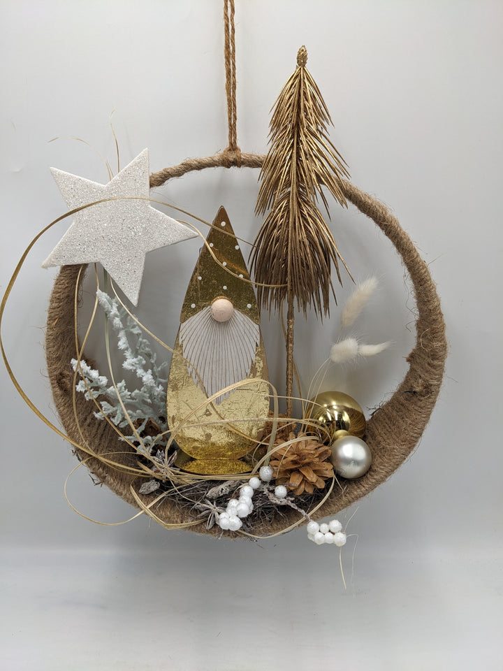 Fensterhänger Kugel Stern Weihnachtsmann gold