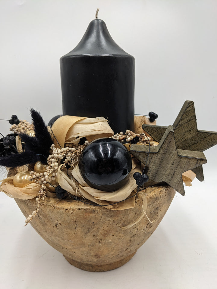 Weihnachtsgesteck Kugel Stern schwarz