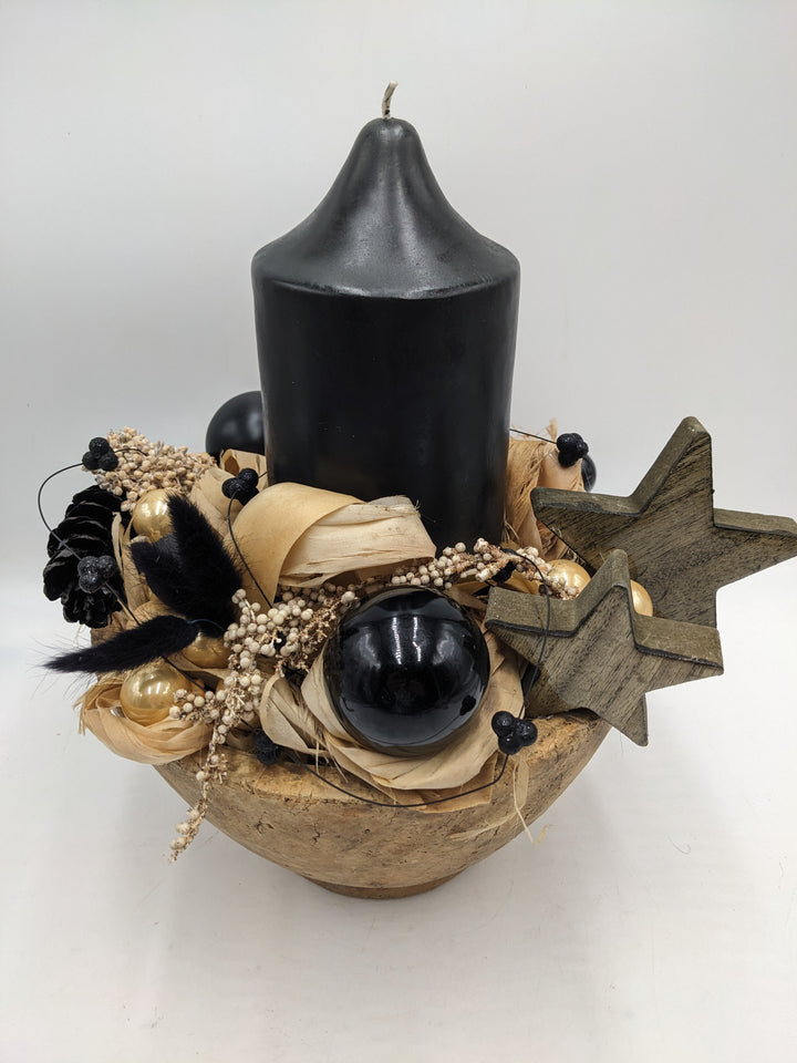 Weihnachtsgesteck Kugel Stern schwarz