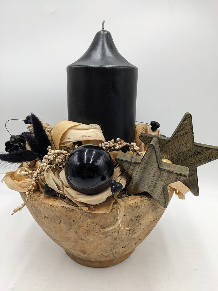 Weihnachtsgesteck Kugel Stern schwarz
