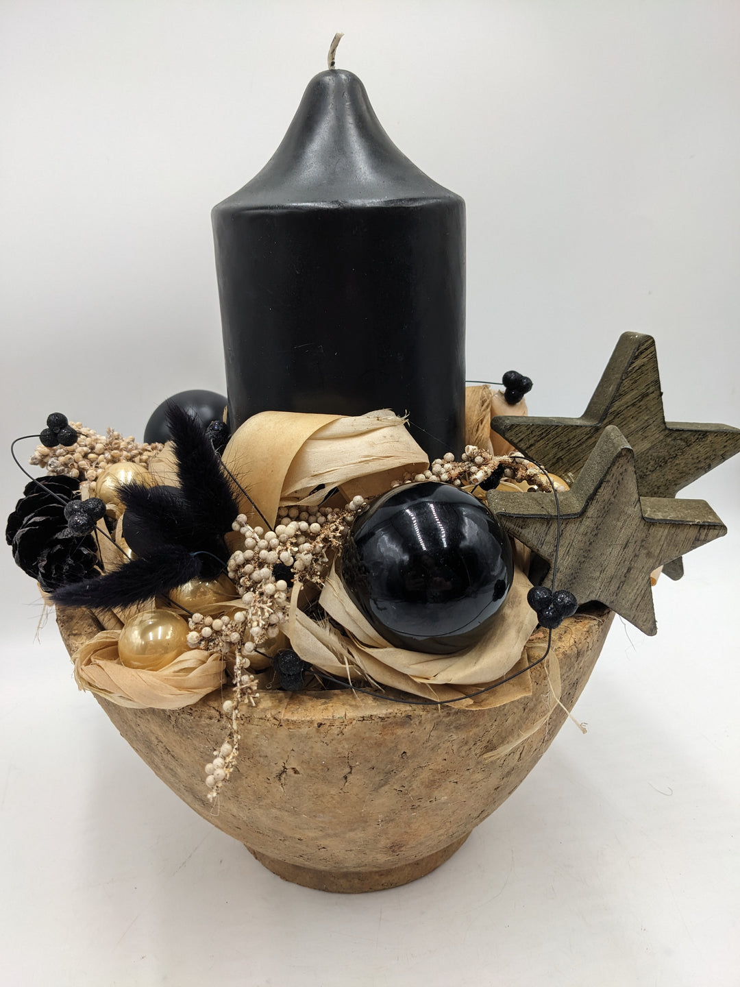 Weihnachtsgesteck Kugel Stern schwarz