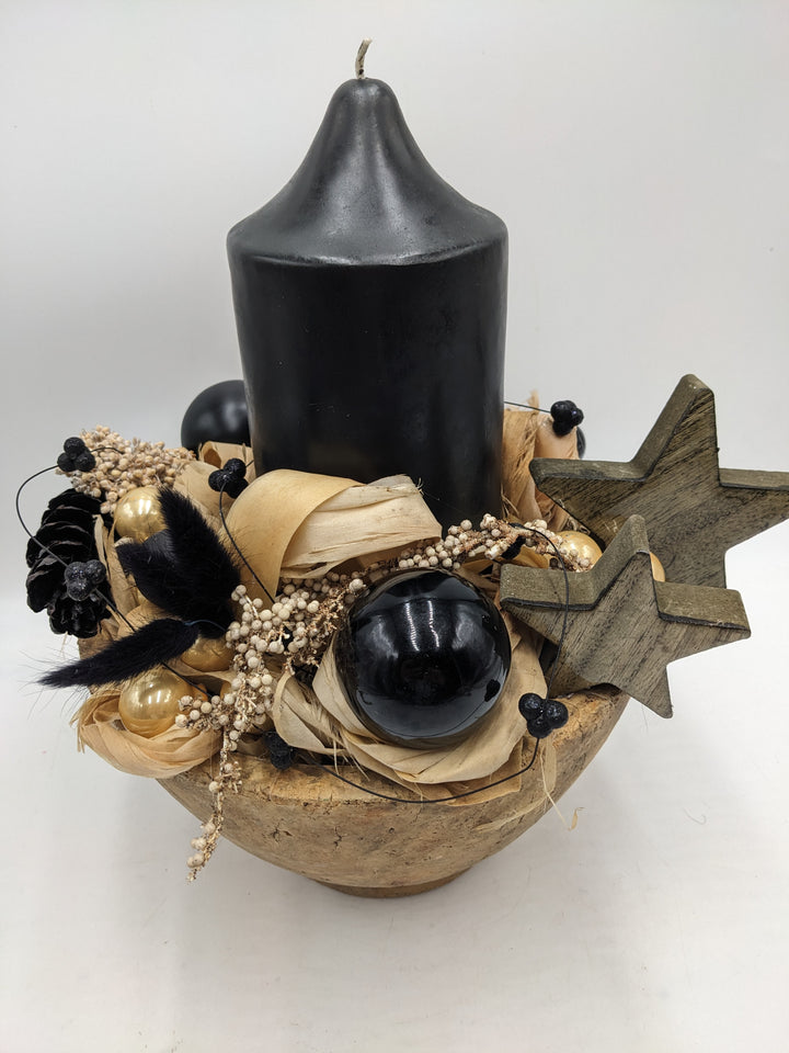 Weihnachtsgesteck Kugel Stern schwarz