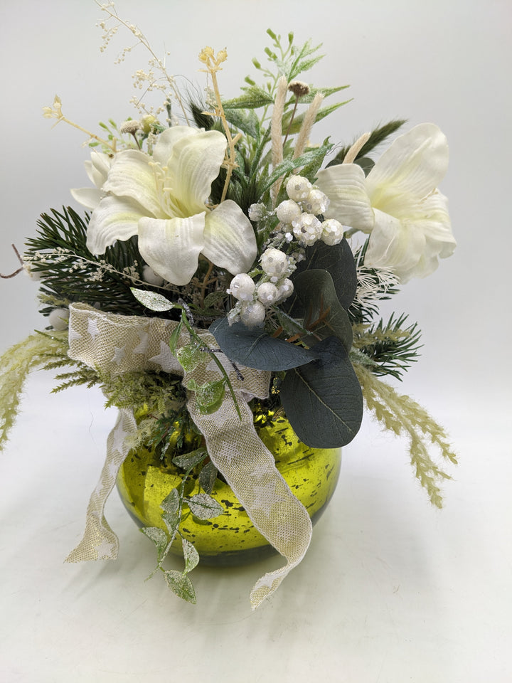 Wintergesteck Schleife Amaryllis grün