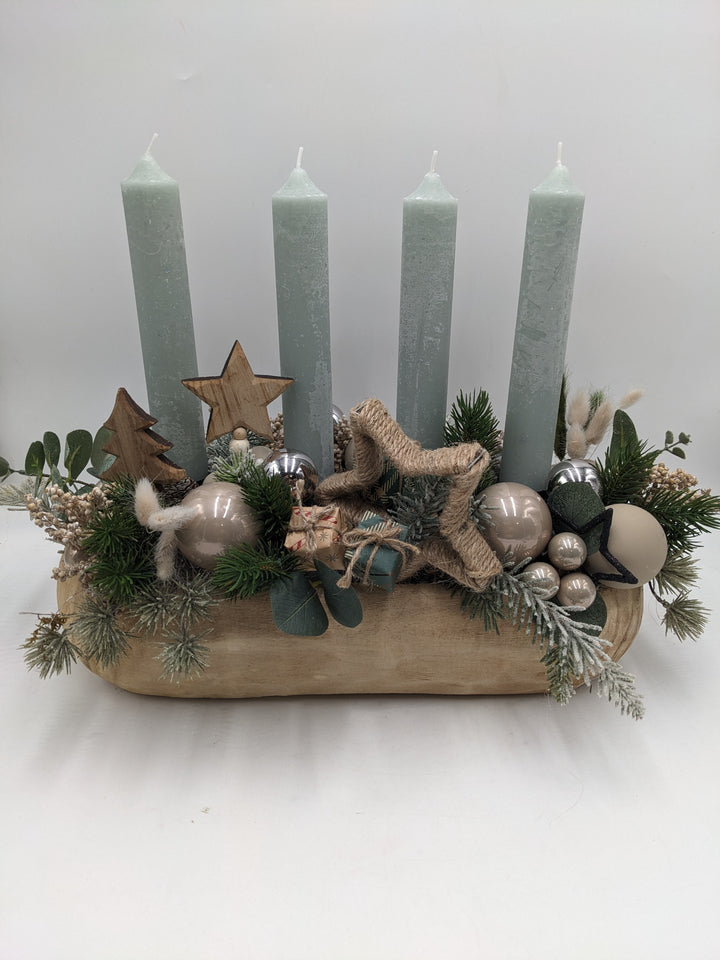 Adventsgesteck Kugel Stern Geschenk natur