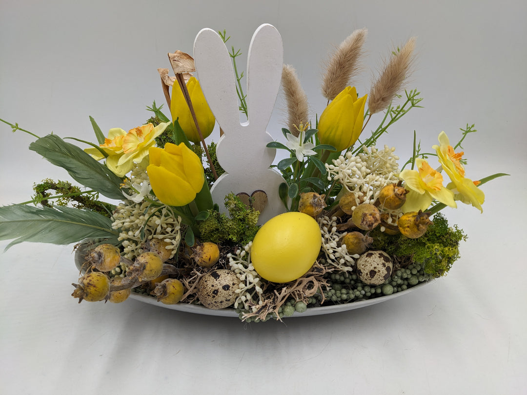Ostergesteck Tulpen Hase Narzissen gelb