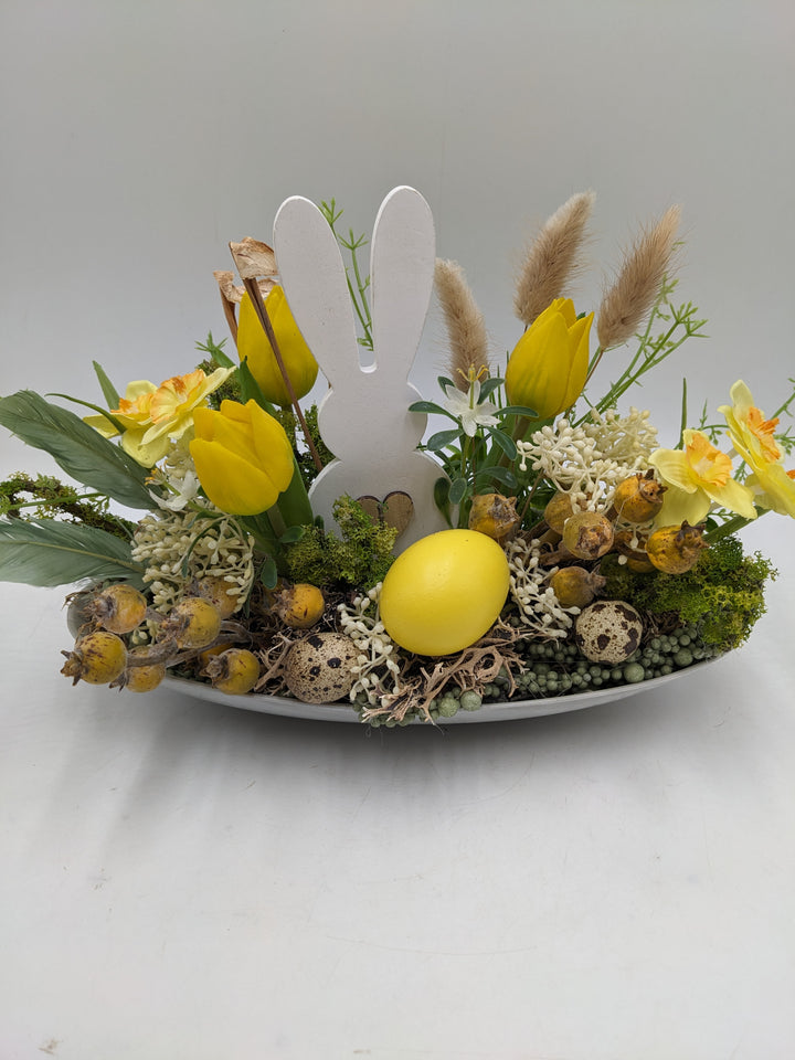 Ostergesteck Tulpen Hase Narzissen gelb