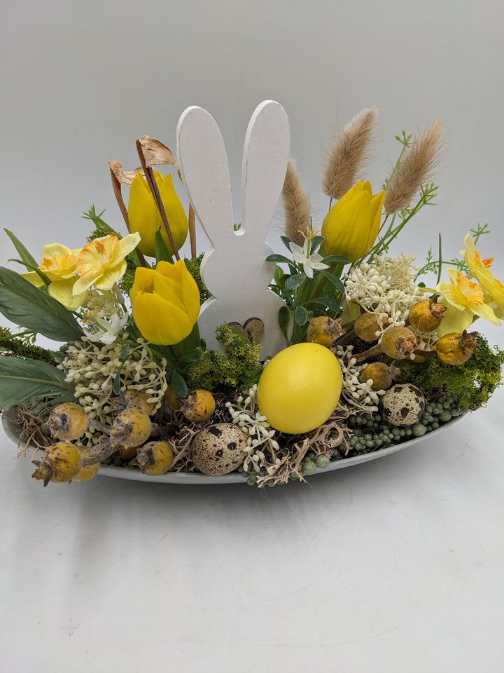 Ostergesteck Tulpen Hase Narzissen gelb