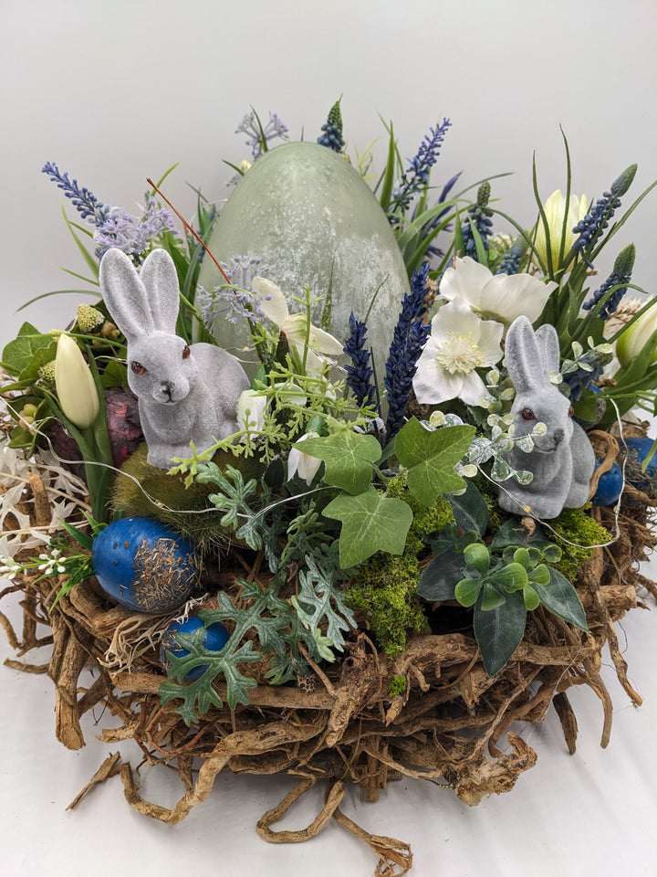 Osterkranz HYazinthen Tulpen LED blau