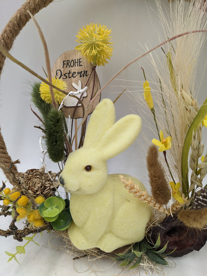 Osterkranz Tür kranz gelb Hase Gräser