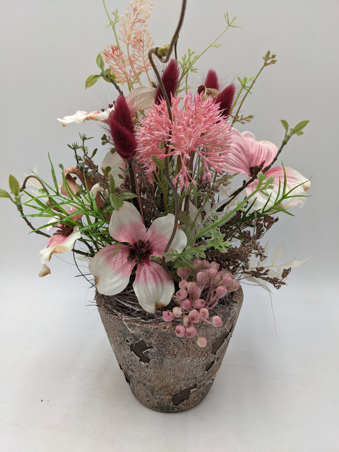Frühlingsgesteck Gräser rosa
