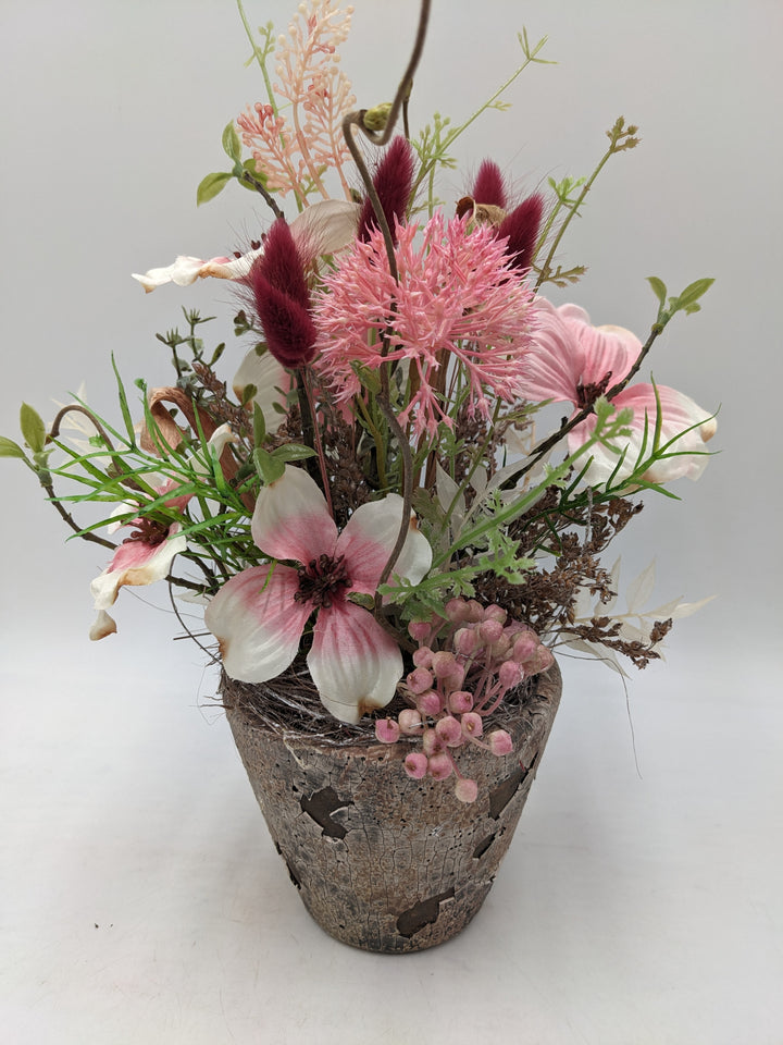 Frühlingsgesteck Gräser rosa