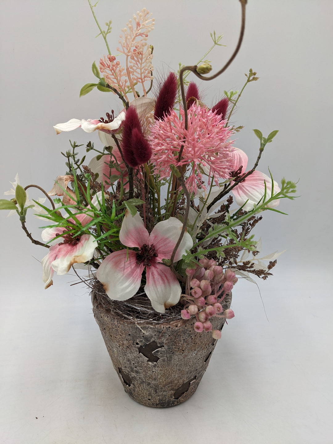 Frühlingsgesteck Gräser rosa
