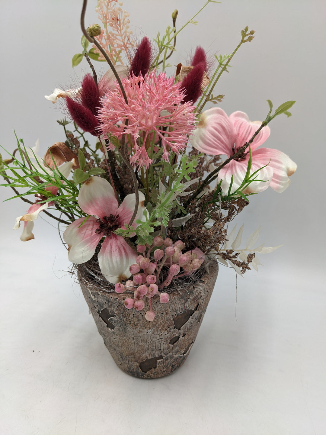Frühlingsgesteck Gräser rosa