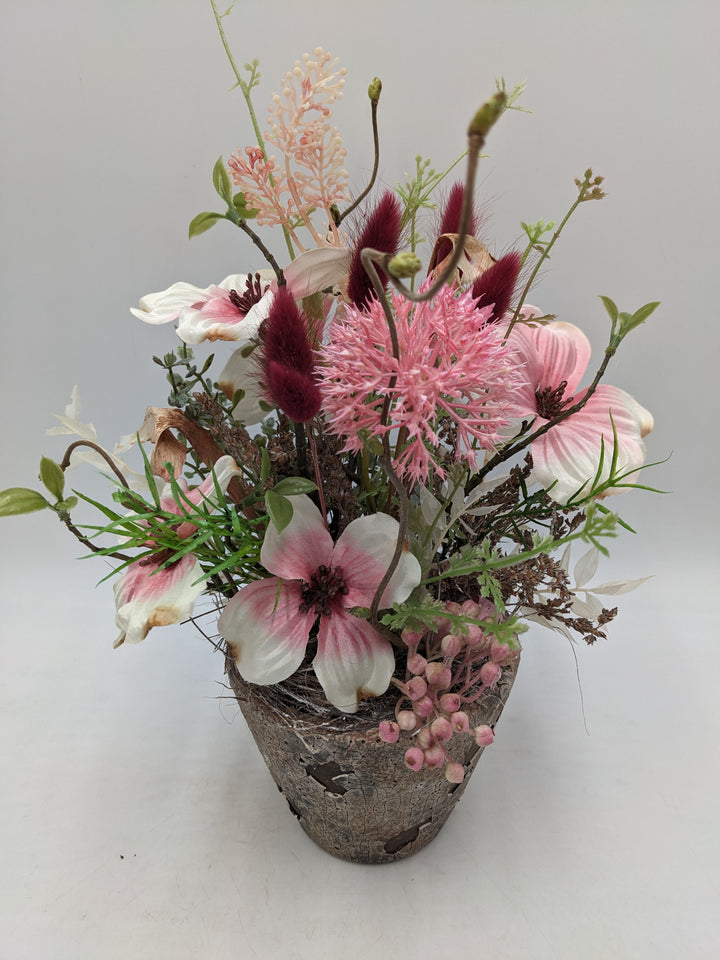 Frühlingsgesteck Gräser rosa
