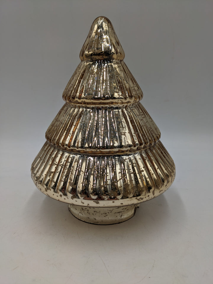 Lichttanne Tannenbaumfigur für Lichterkette Bauernglas gold