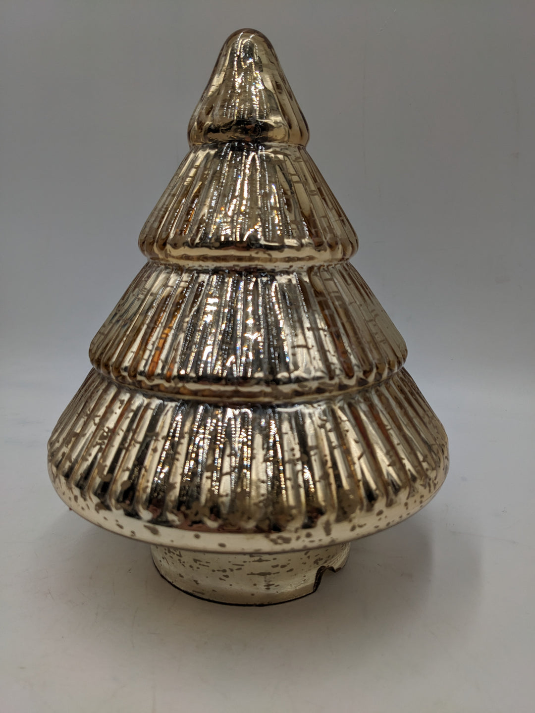 Lichttanne Tannenbaumfigur für Lichterkette Bauernglas gold
