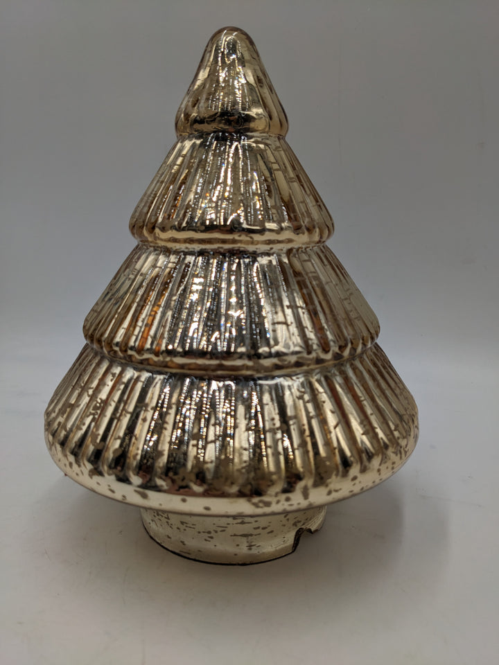 Lichttanne Tannenbaumfigur für Lichterkette Bauernglas gold