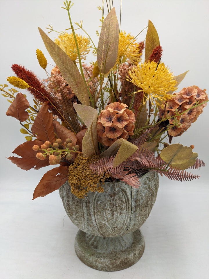 Herbstgesteck Gräser gelb orange apricote
