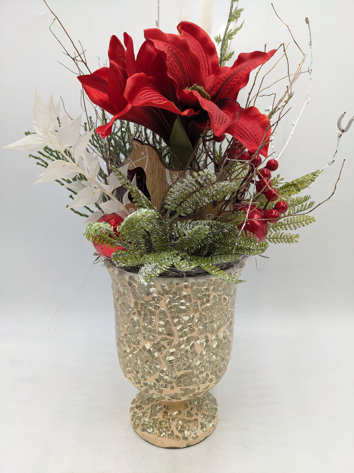 Wintergesteck Amaryllis Schaukelpferd rot