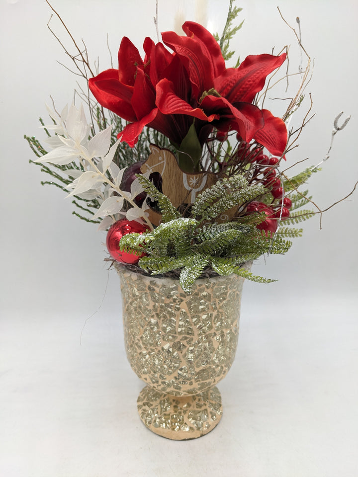 Wintergesteck Amaryllis Schaukelpferd rot