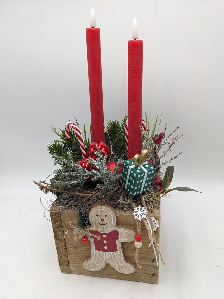 Wintergesteck LED Lebkuchenmann rot