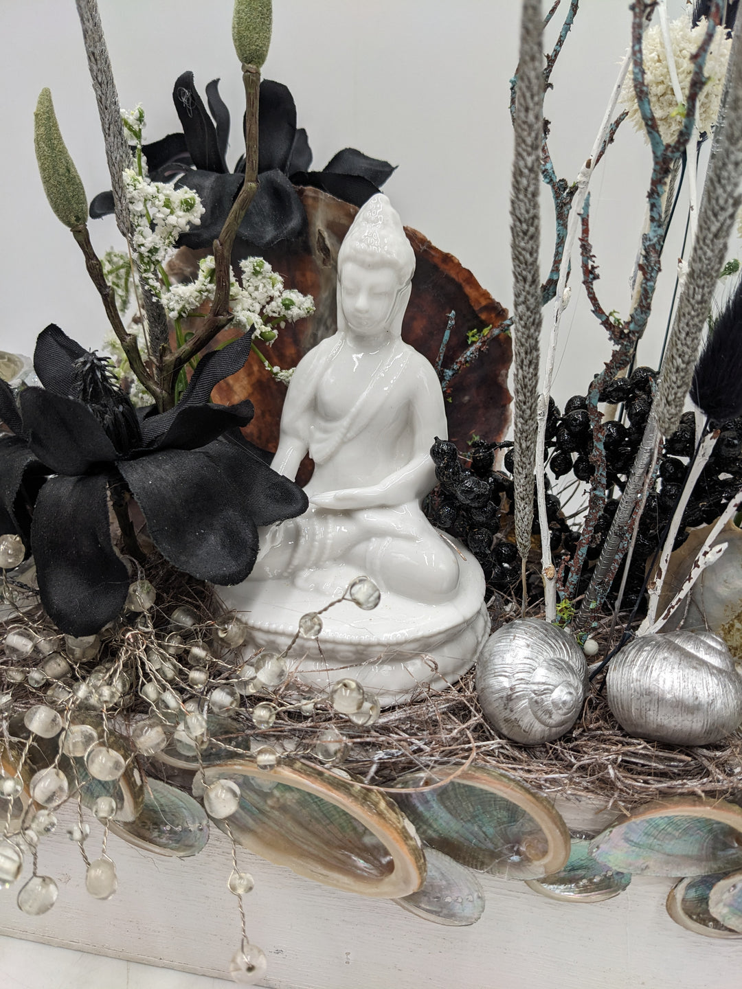 Sommergesteck Teelicht Buddha silber