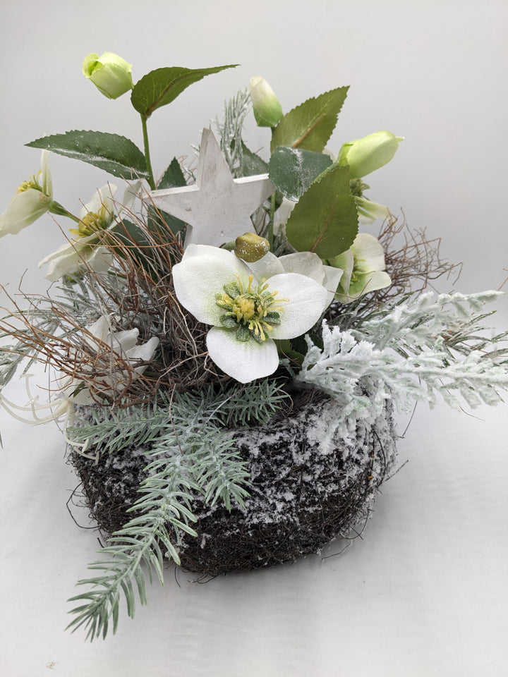 Wintergesteck Christrosen Stern Tanne weiss