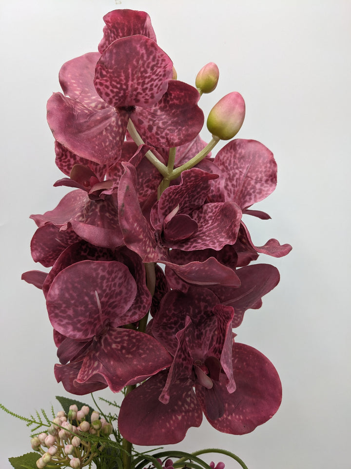 Frühlingsgesteck Orchidee Gräser rosenholz rosa