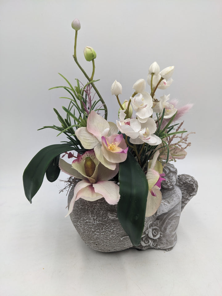 Trauergesteck Engel Orchideen creme