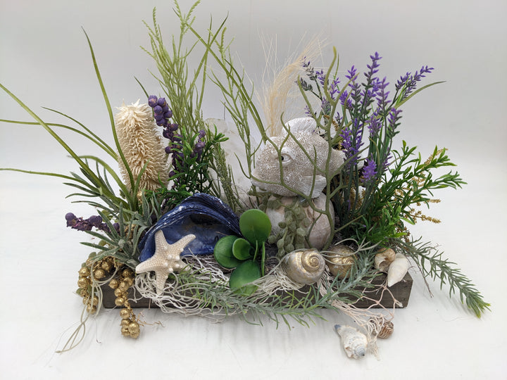 Sommergesteck Fisch Seestern maritim gold