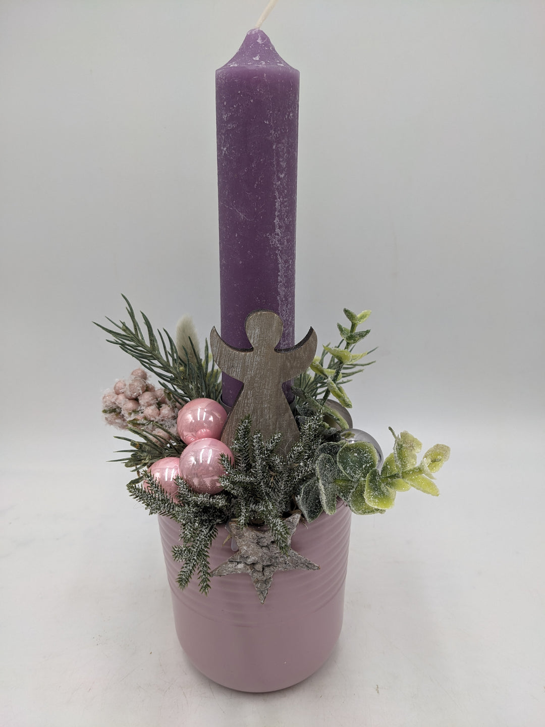 Wintergesteck Engel rosenholz lila rosa