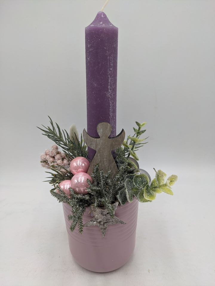 Wintergesteck Engel rosenholz lila rosa
