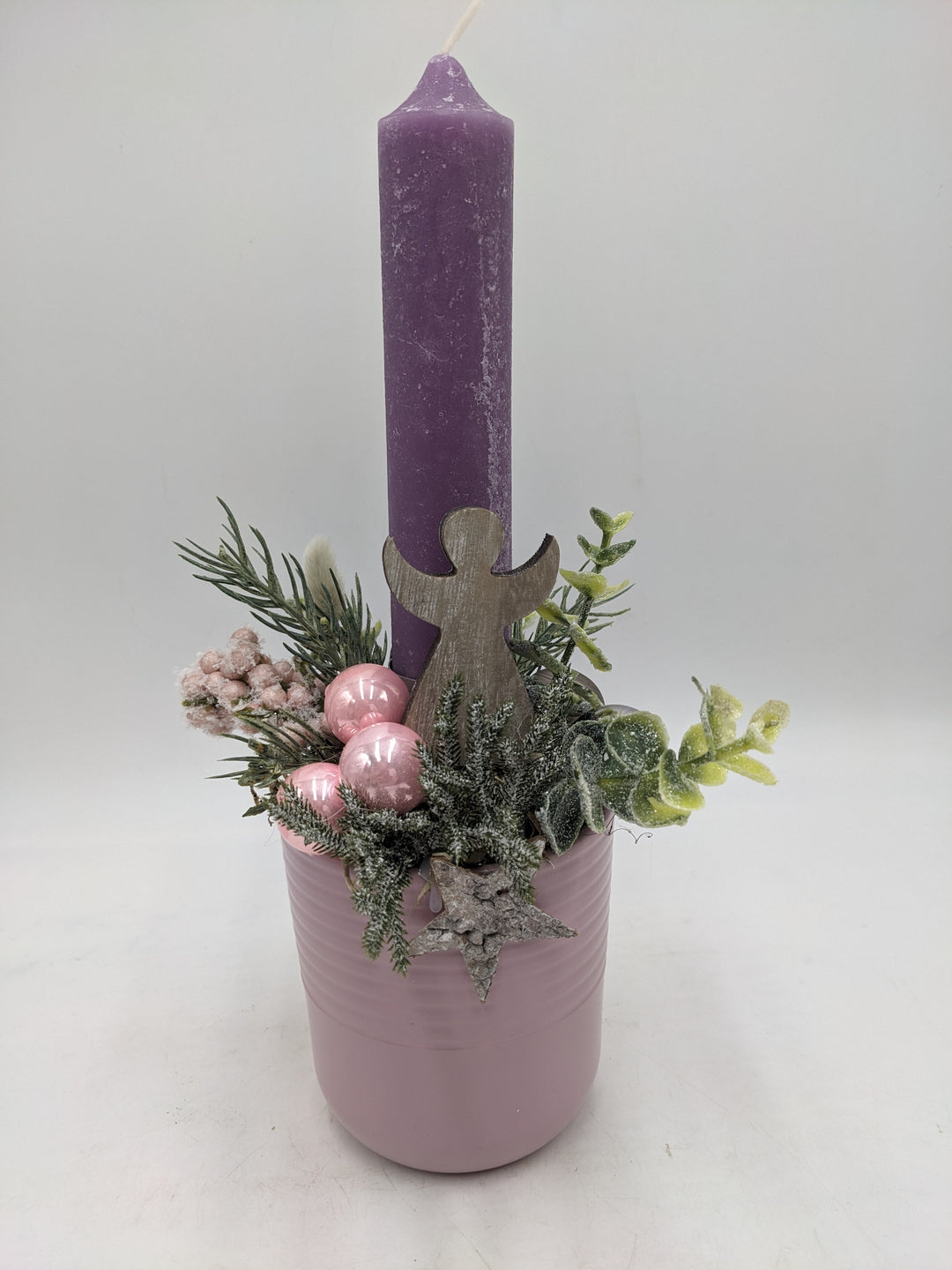 Wintergesteck Engel rosenholz lila rosa