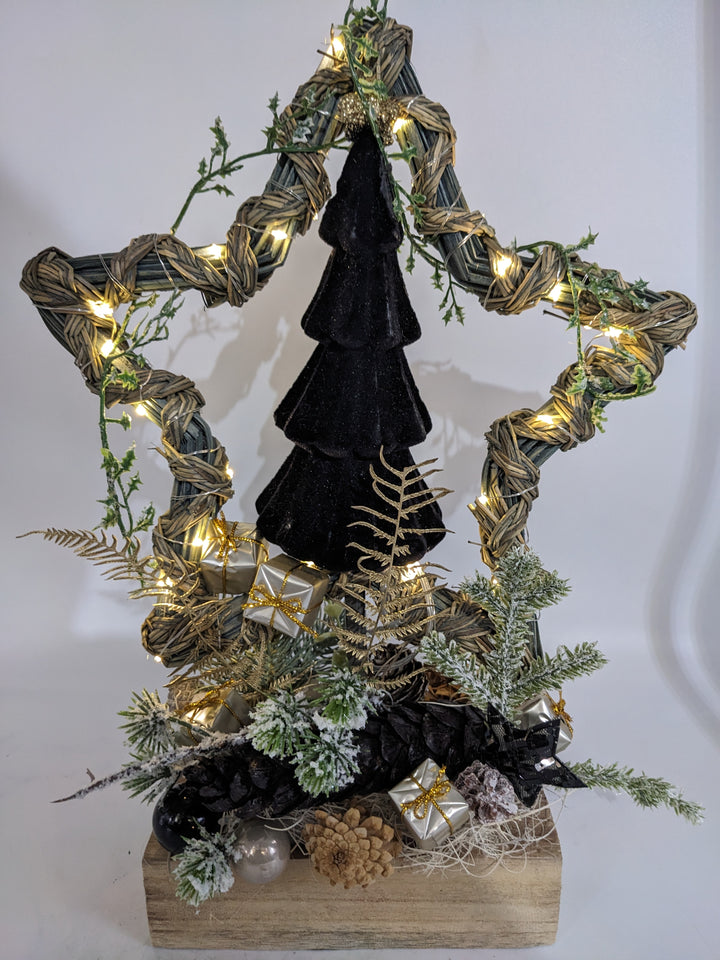 Wintergesteck Fenstergesteck LED Baum Stern schwarz