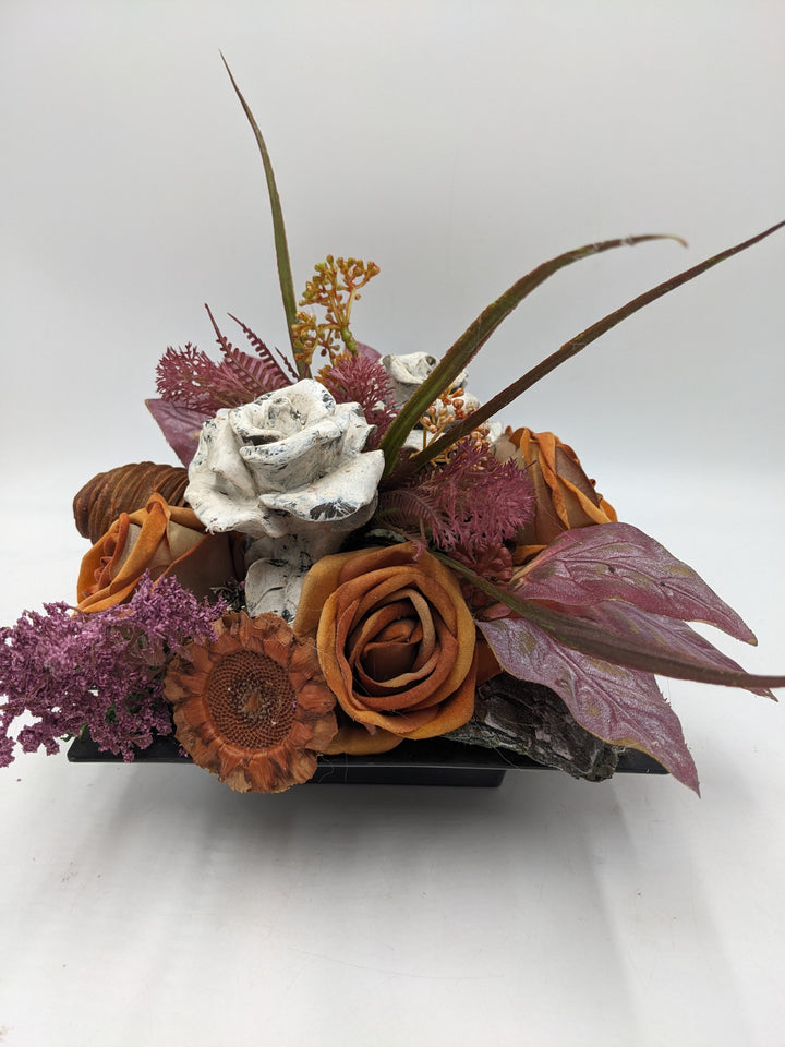 Trauergesteck Rosen orange lila