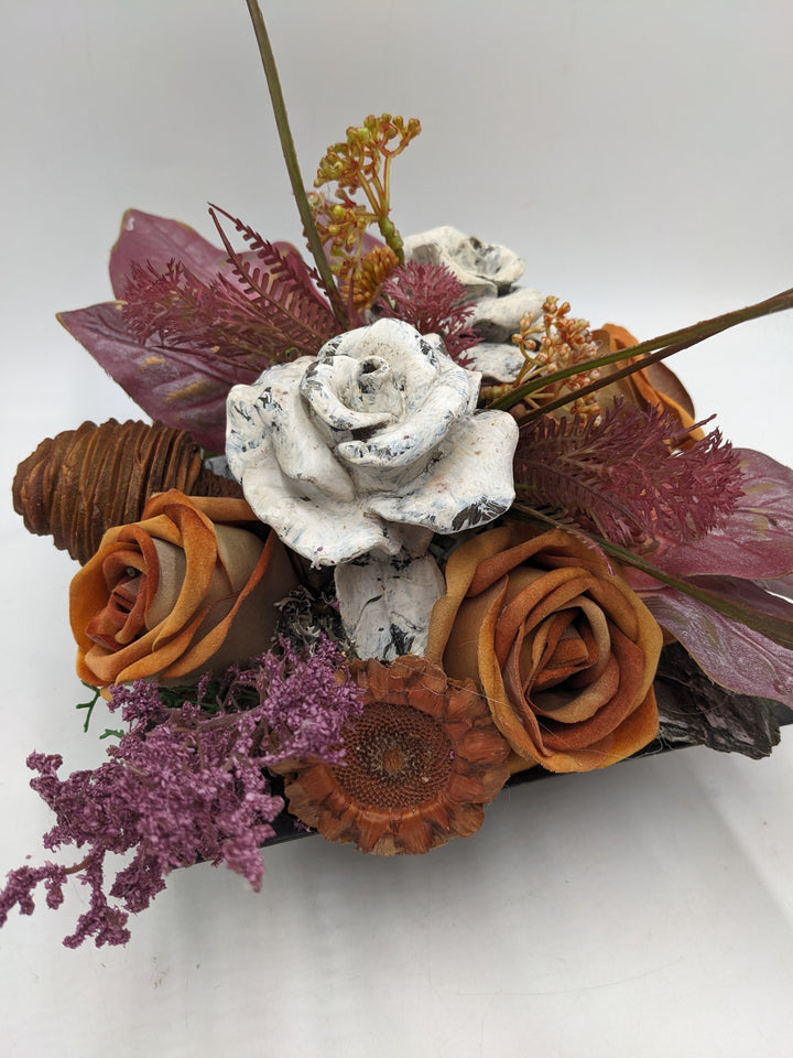 Trauergesteck Rosen orange lila
