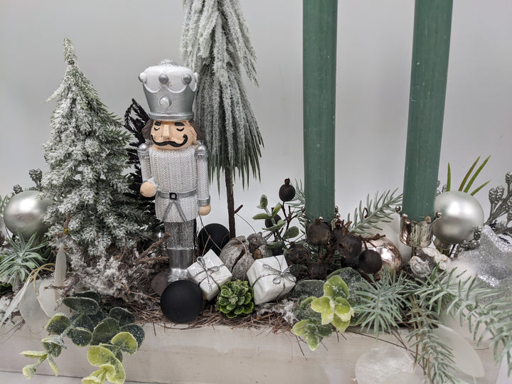 Weihnachtsgesteck Salbei Bäume silber
